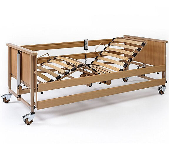 Łóżko rehabilitacyjno – medyczne z drewnianym leżyskiem